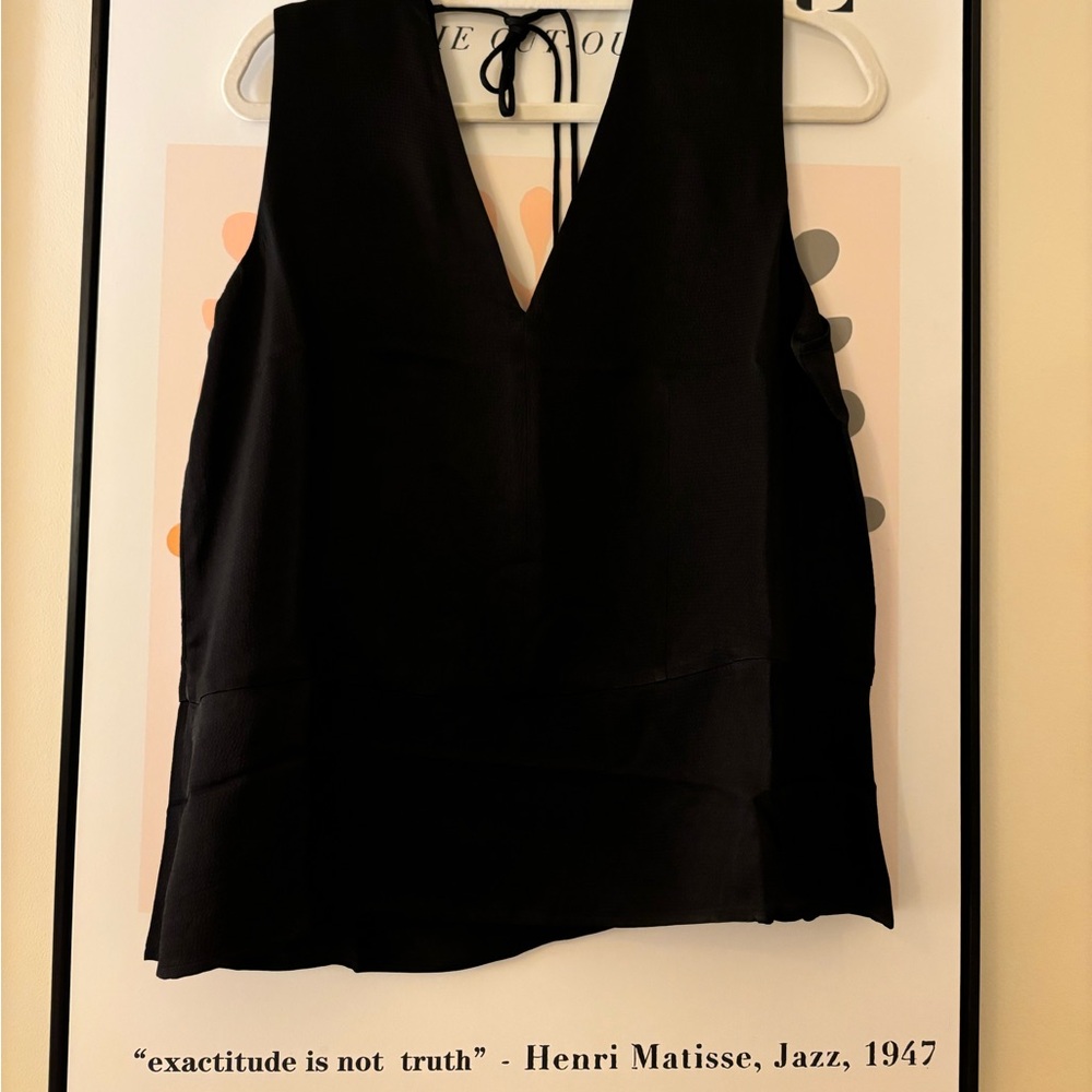 Everlane satin black blouse tank L